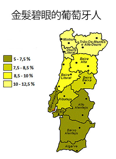 葡萄牙北部有大約10%的金髮人口
